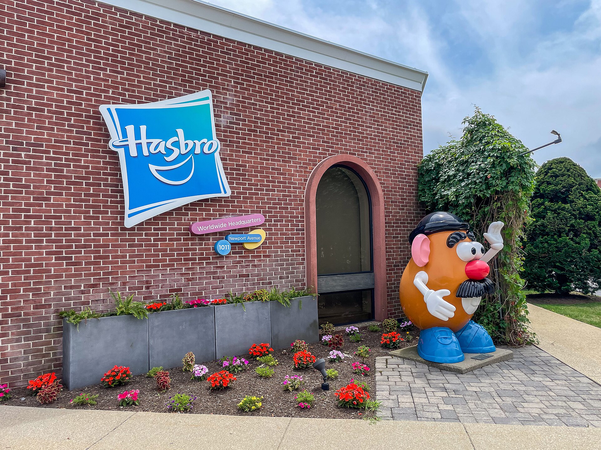 Mr Potato Head statue at Hasbro headquarters in Pawtucket